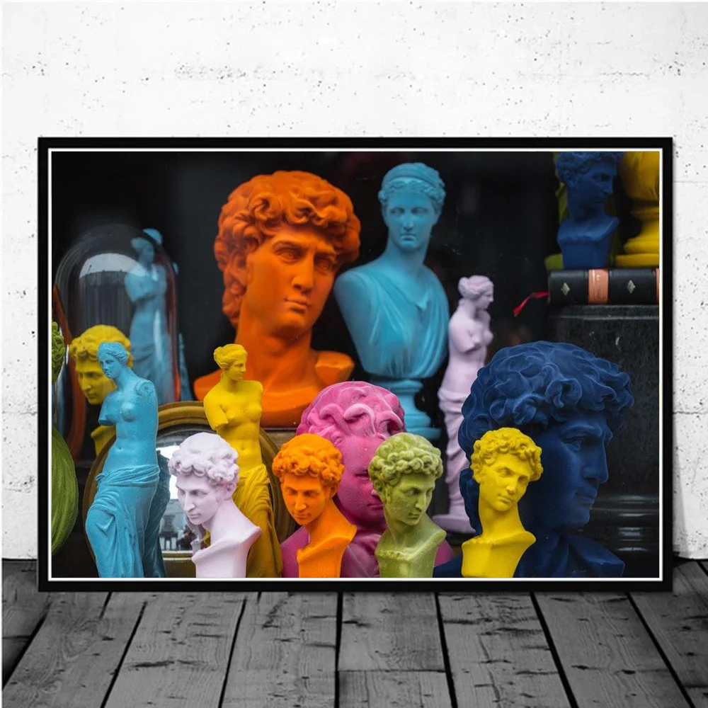 

Colorful David Venus Sculpture Canvas Painting Prints Abstract Wall Art Posters Picture Living Home Decor No Frame Cuadros