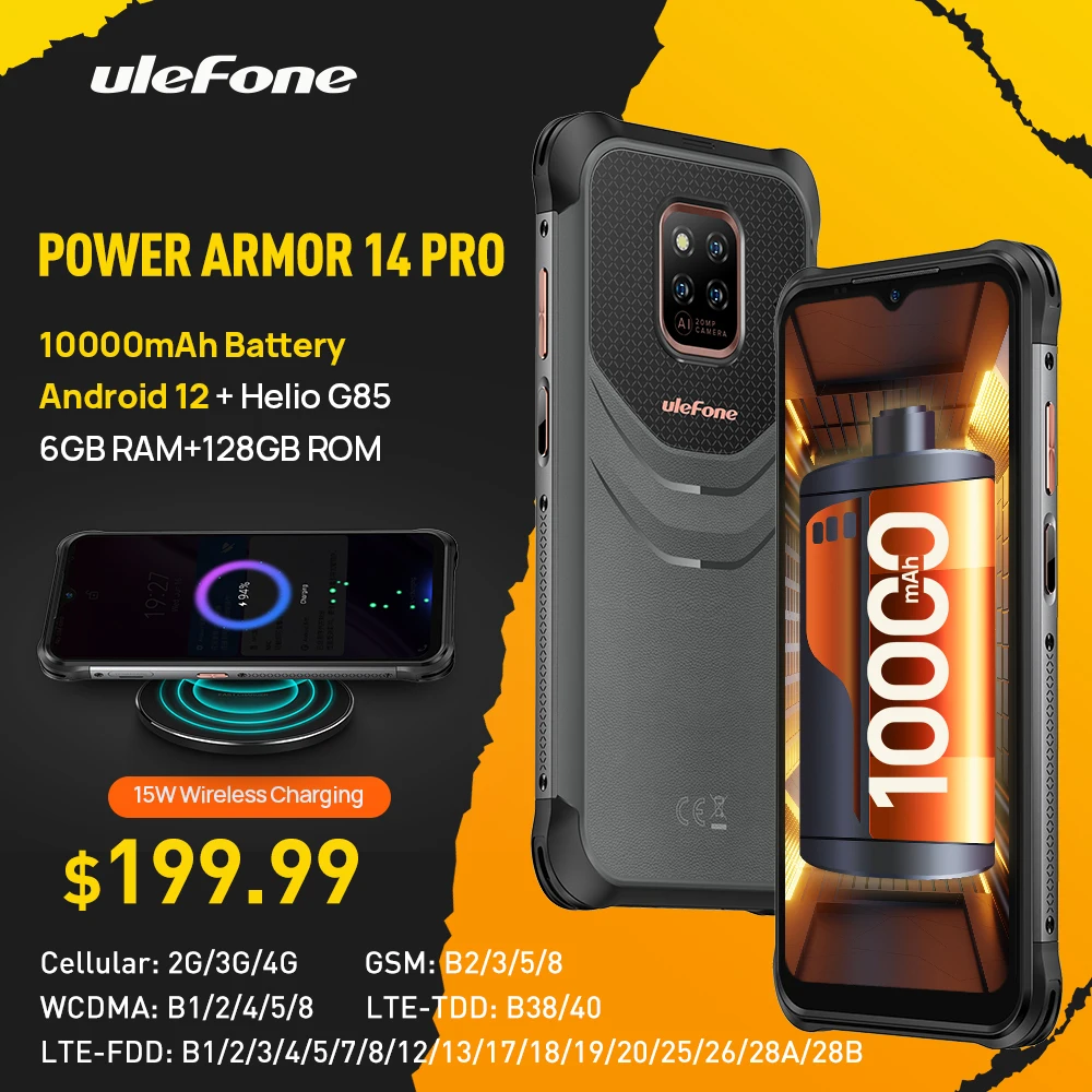 Ulefone Power Armor 14 Pro，Новый Защищенный смартфон，10000 mAh батарея ，6 ГБ ОЗУ 128 ПЗУ，андроид