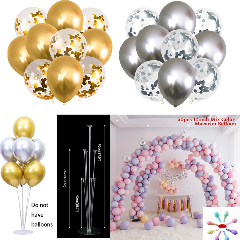

Wedding Decoration Metallic Glitter Confetti Latex Balloons Girl Boy Birthday Balon Holder Column Stand Holder Baby Shower Decor