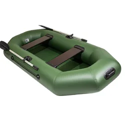 Лодка БАРС 260 надувная из ПВХ зеленая/серая 2-местная гребная длина 2,6м