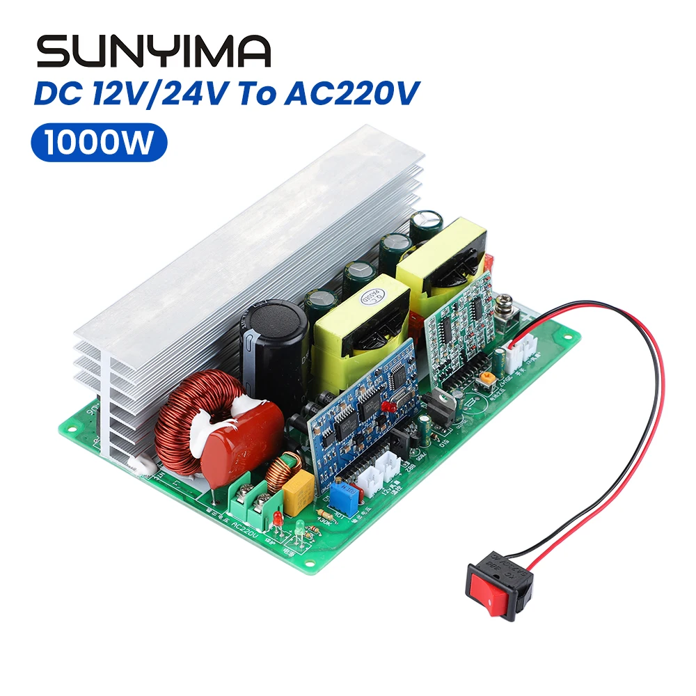 1 шт. Преобразователь мощности SUNYIMA 12 В/24 В/48 В до 220 В 1000 Вт Инвертор немодулированного синусоидального сигнала Автомобильная печатная плата 145*91 мм