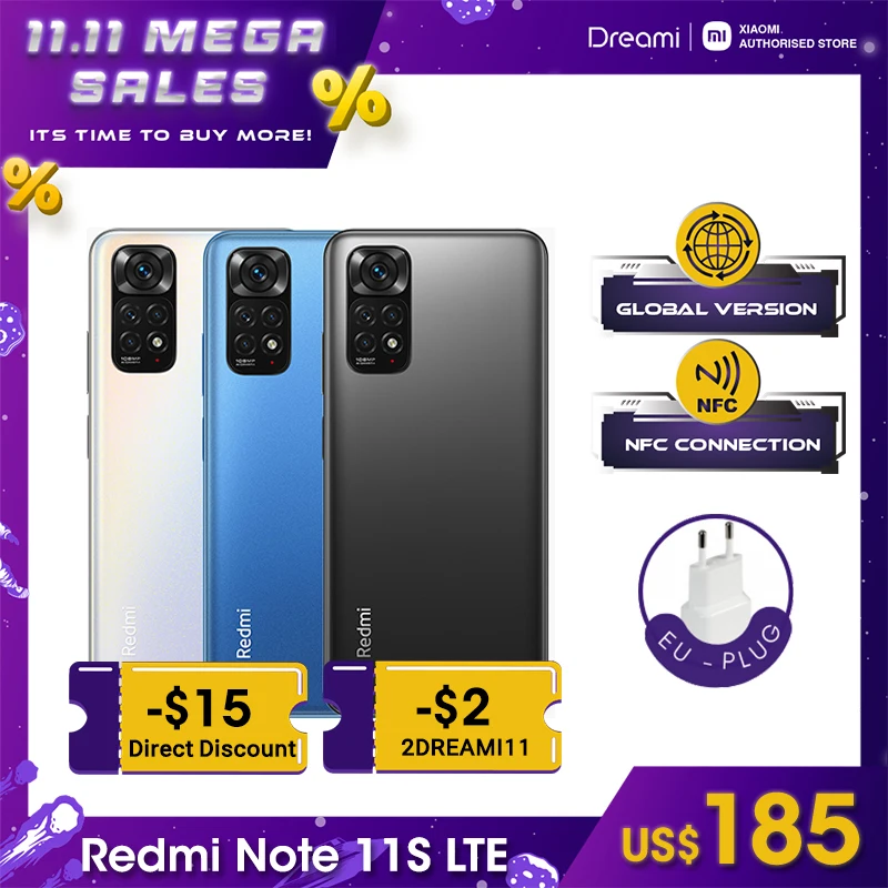 Tanie [Wersja Globalna] Xiaomi Redmi Note 11S 4G LTE (nowa/uszczelniona) Kamera 108MP/MediaTek Helio G96 / 5000mAh / 90Hz AMOLED