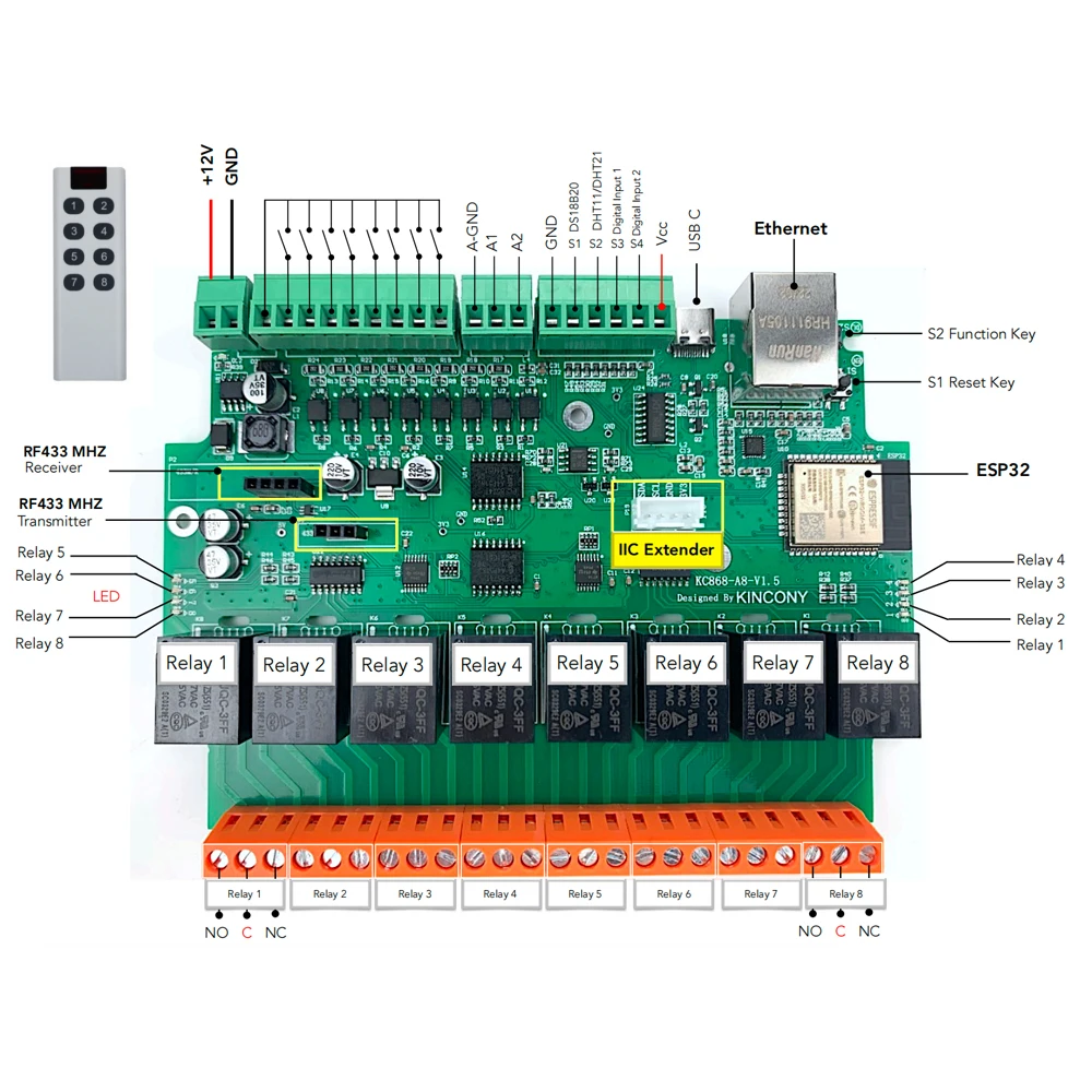 Фото KC868-A8 Ethernet реле ESP32 макетная плата Wifi переключатель ESPhome домашний помощник Tasmota DIY №2