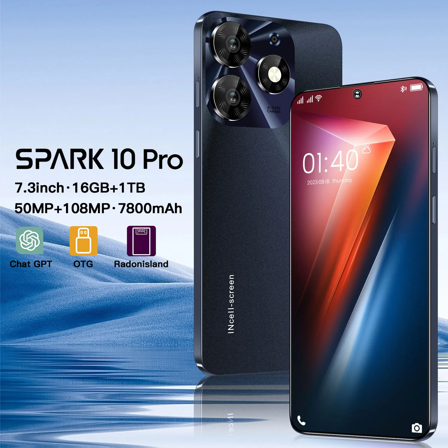 Смартфон глобальная версия Spark 10 Pro телефон с экраном 7 3 дюйма 16 ГБ + 1 ТБ две