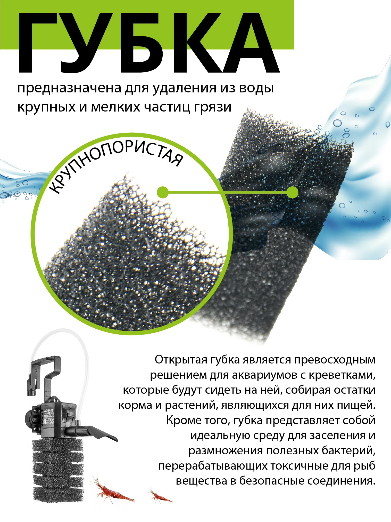 Фильтр для аквариума внутренний AQUAEL PAT MINI (до 120 л. 400 л/ч 4 Вт)