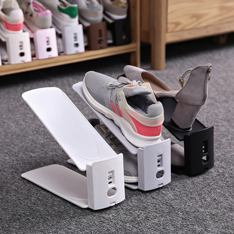 

2/4/6 pcs Adjustable Shoe Storage Rrack Shelf Space Savers Shoe Rack Cabinets Shoe Storage Organizer Wardrobe Bedroom