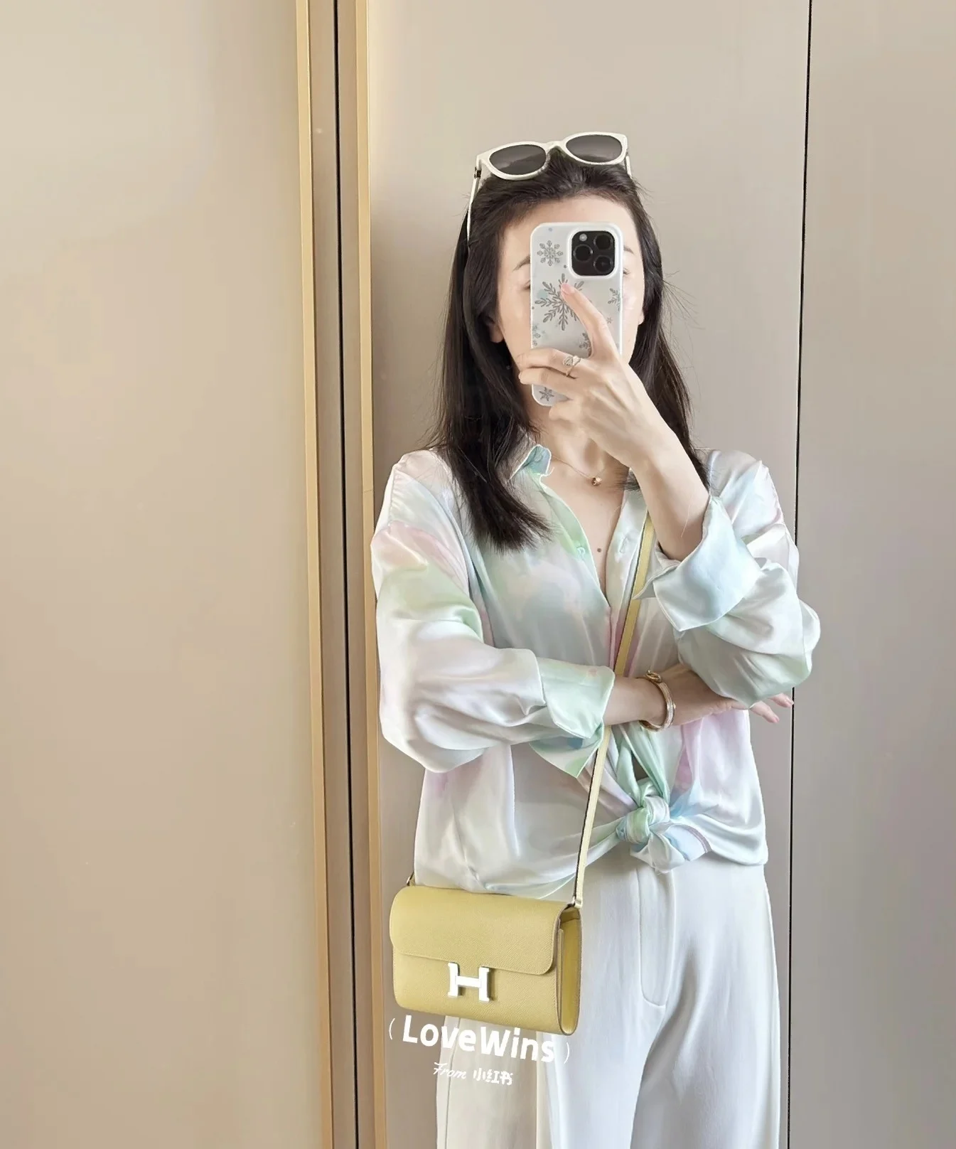 Длинный КошелеК Aimajia Kangkang С Рисунком Ладони Из НатуральНой Кожи Курино-желтого