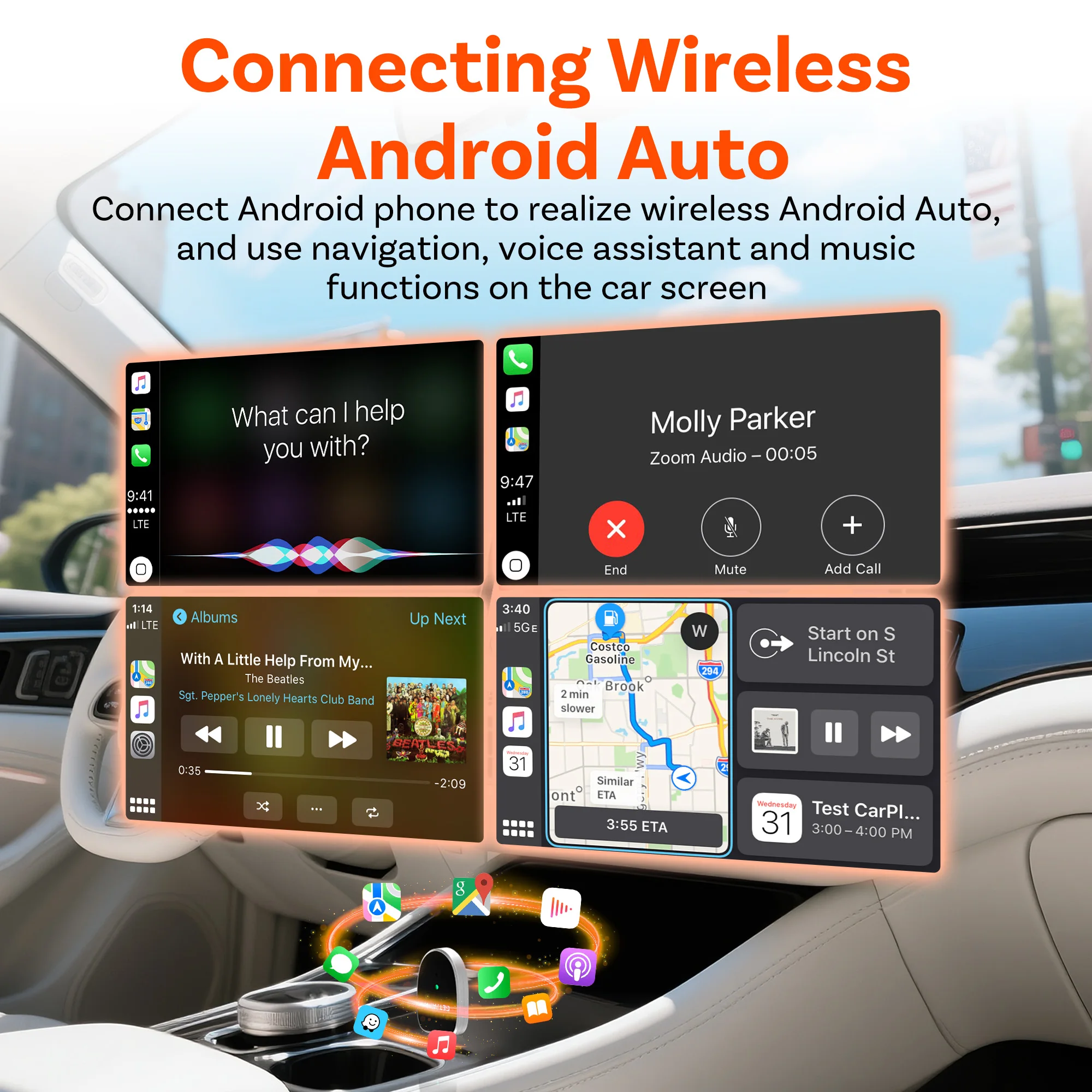 Фото Мини-адаптер GetPairr USB-ключ, проводной к беспроводному CarPlay Android Auto 2 в 1, автомобильные аксессуары для Chevrolet Ford Toyota VW Benz №4