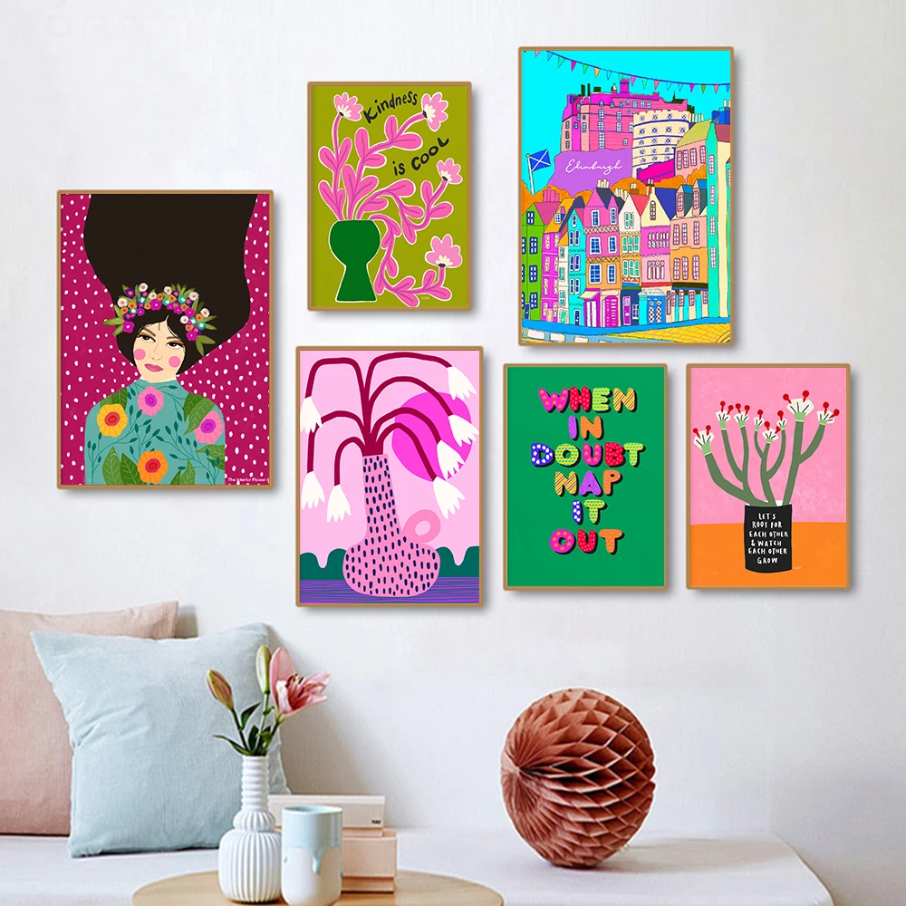 Kindess крутая Цитата Художественная печать на холсте розовое растение цветок