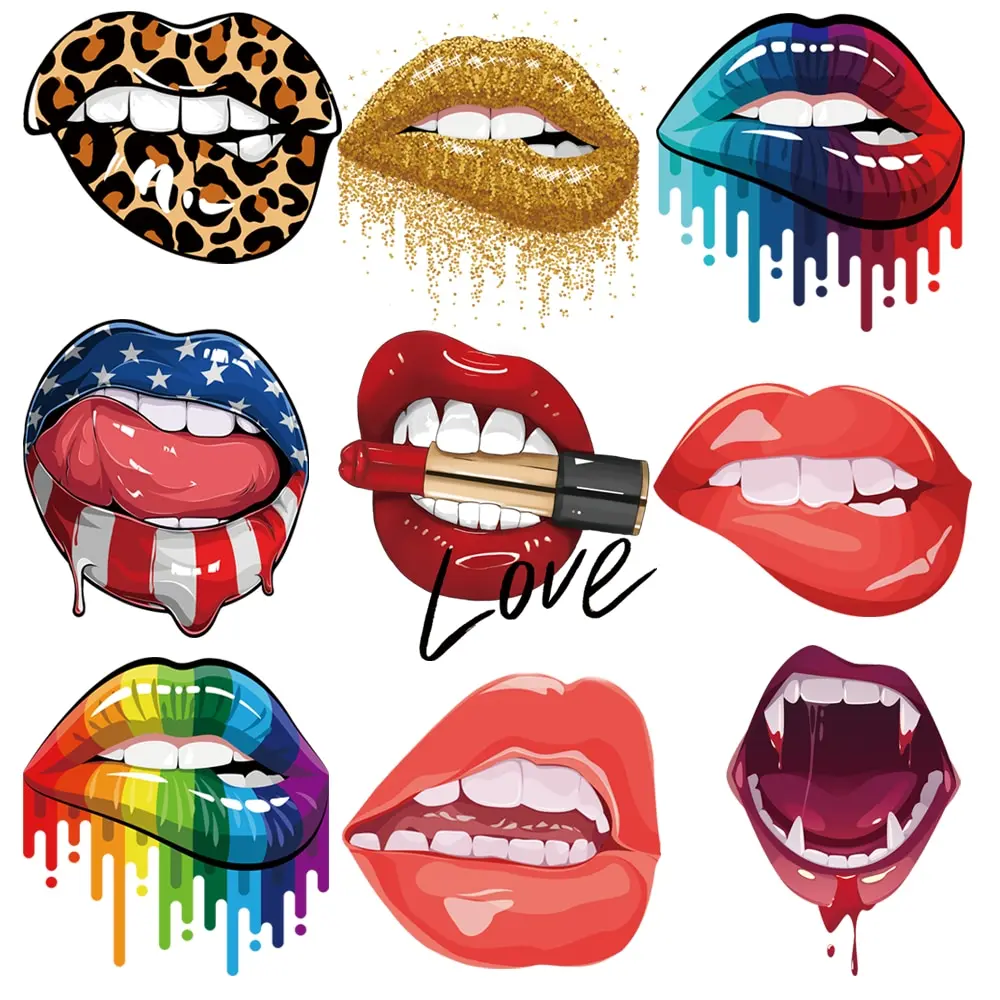 

Fashion Sexy Cute Lips Heat Transfer Stickers Iron On Patches Applique On Clothes Application Of One Custom Patch Free Shipping