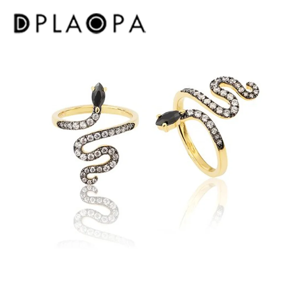 

DPLAOPA регулируемое женское кольцо из стерлингового серебра 925 пробы с золотым черным золотом двухцветное покрытие с изменяемым размером Рос...