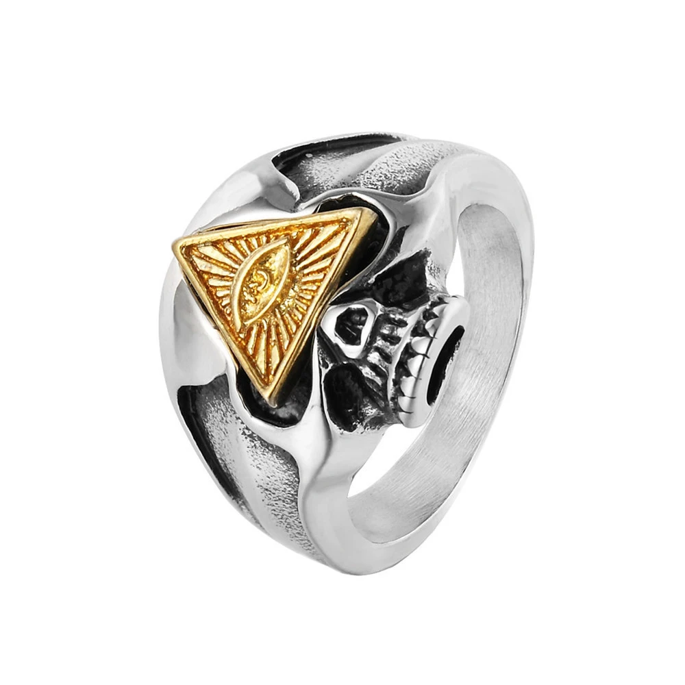 

Fashion Ancient Egypt Pharaoh Skeleton Skull Rings For Women Men Charm Gold Color Stainless Steel Biker Jewelry Valentine's Day