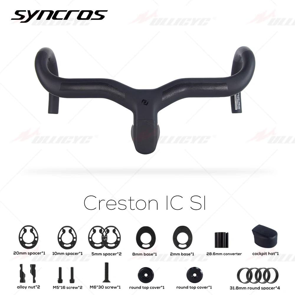 Полностью внутренний руль из углеродного волокна Syncros Creston IC SL, руль для дорожного велосипеда Di2 матовый черный, встроенный карбоновый кабина