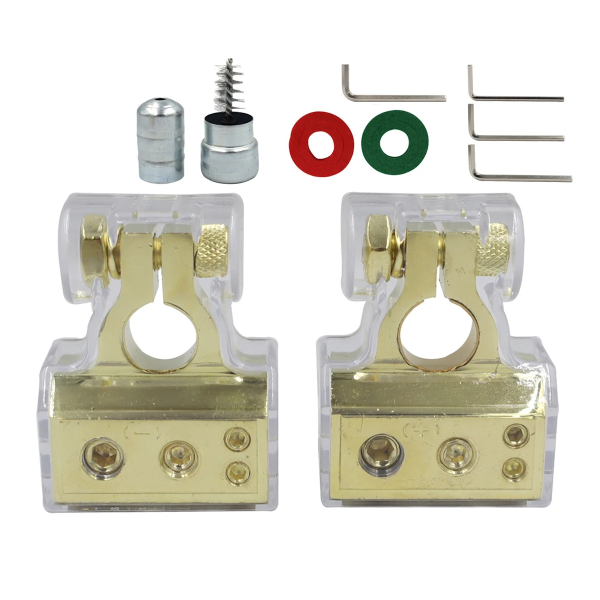 

Car Battery Terminals Connectors 0/4/8/10 Gauge with Heavy Duty Wire Ring Connectors for Car, Vehicle, RV and Boat Use