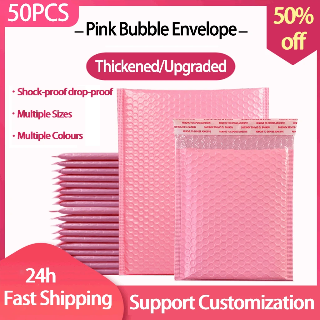 

25/50pc Pink Bubble Envelope Bags Self Seal Mailers Padded Shipping Envelopes With Bubble Mailing Bag Shipping Gift Packages Bag