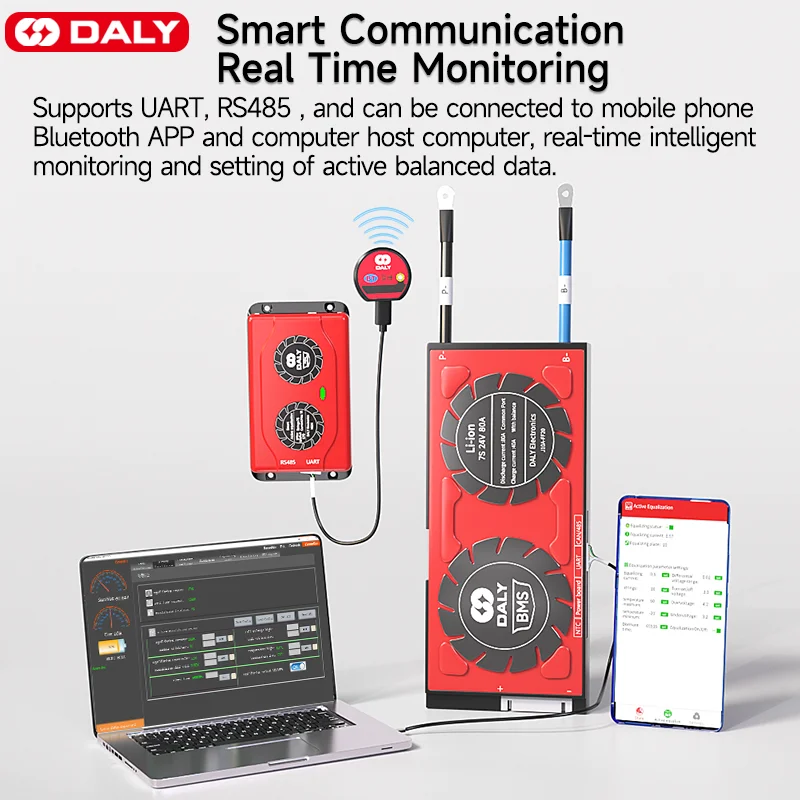 Умный активный баланс-ток Daly Smart BMS 1A LiFePo4 8S 30A 40A 60A 80A 100A 120A 150A 200A 250A 300A 400A 500A