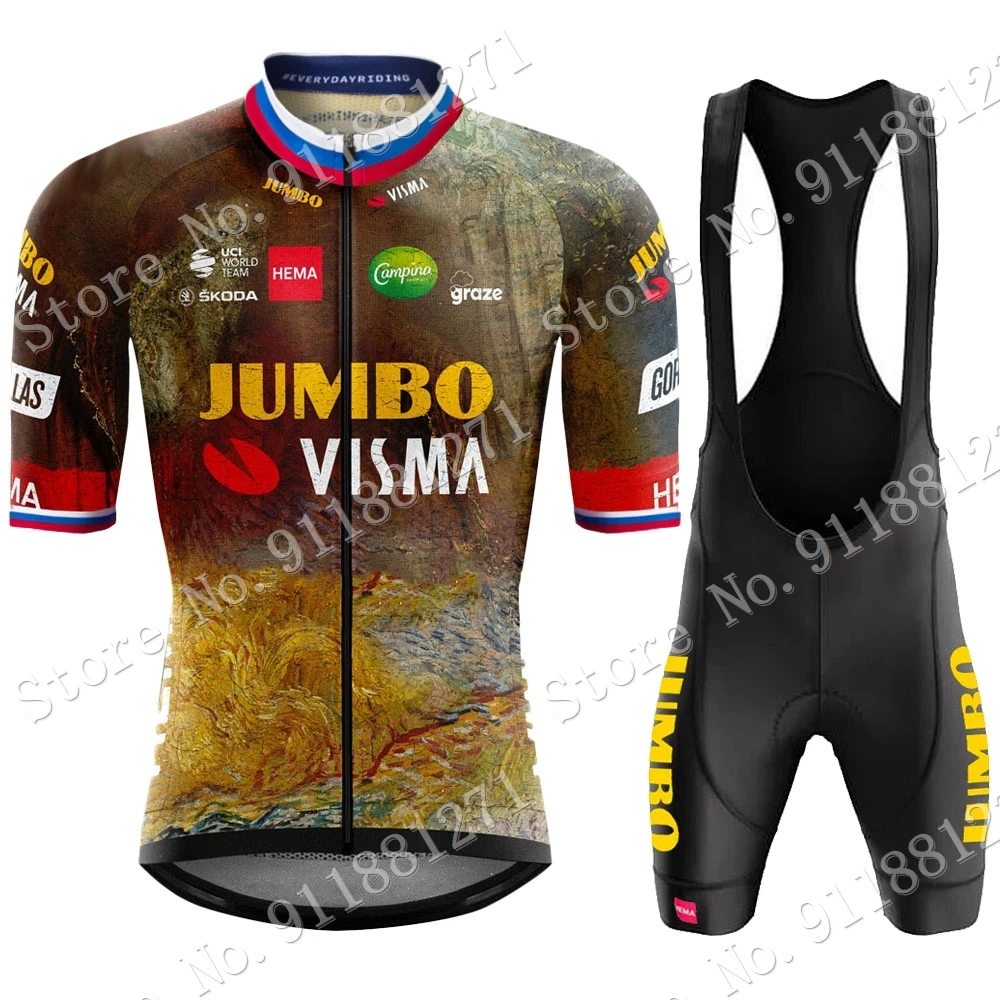 2022 Jumbo Visma France Team Cycling Clothing Jersey Set Short Sleeve Road Bike Shirts Bicycle Bib Shorts MTB Road Ropa