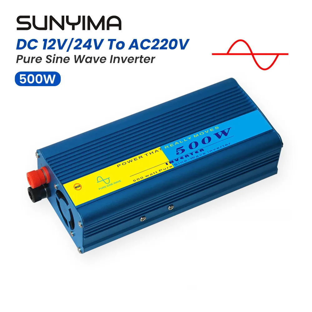 

Инвертор немодулированного синусоидального сигнала SUNYIMA, 12 В/24 В постоянного тока в 220 В переменного тока, 500 Вт, 50 Гц/60 Гц