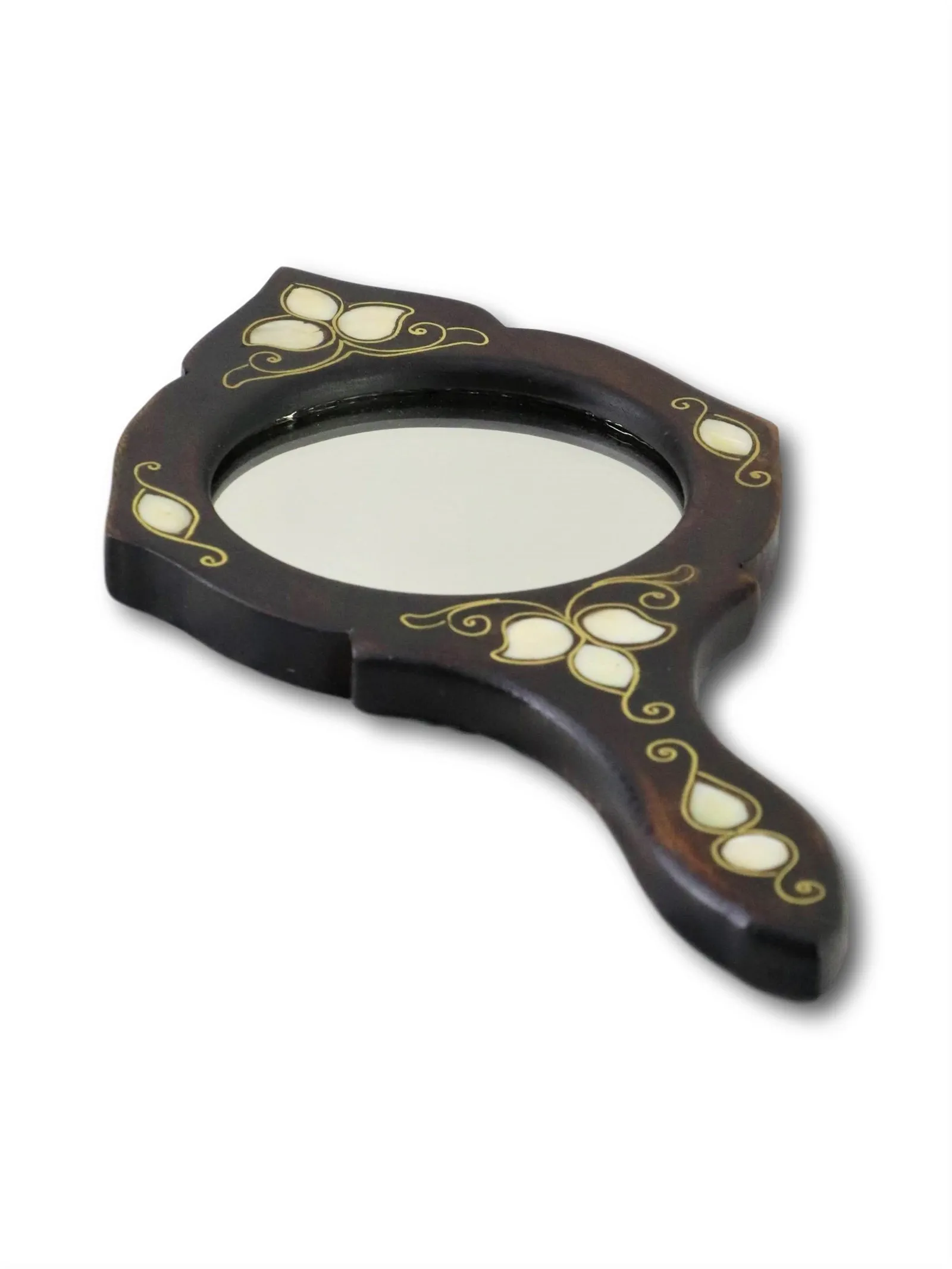 

Portable Vintage Mirror Handheld Makeup Mirror pearl embroidered Oval Round Cosmetic Hand Held Mirror With Handle For Women