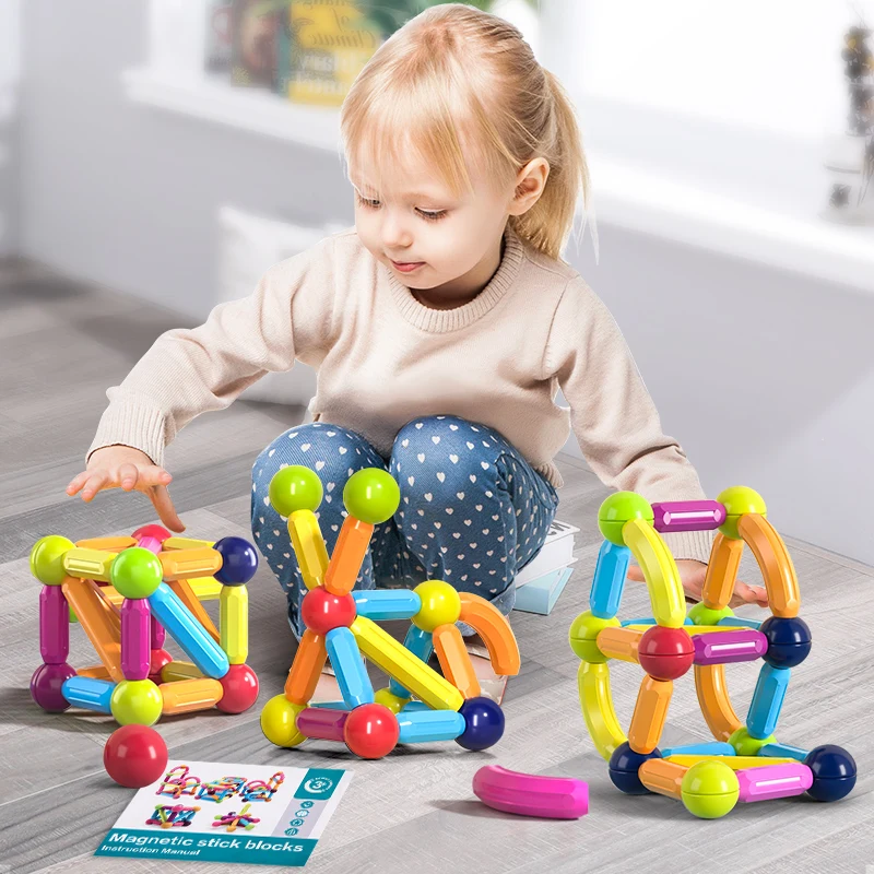 

Kids Magnetic Construction Set Magnetic Balls Stick Building Blocks Montessori Educational Toys For Childrens Boys Girls