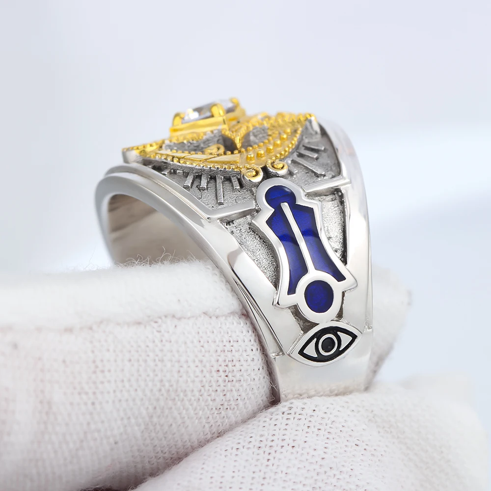 Старинный Templar G Freemason Masonic Solid 925 пробы Серебряное кольцо