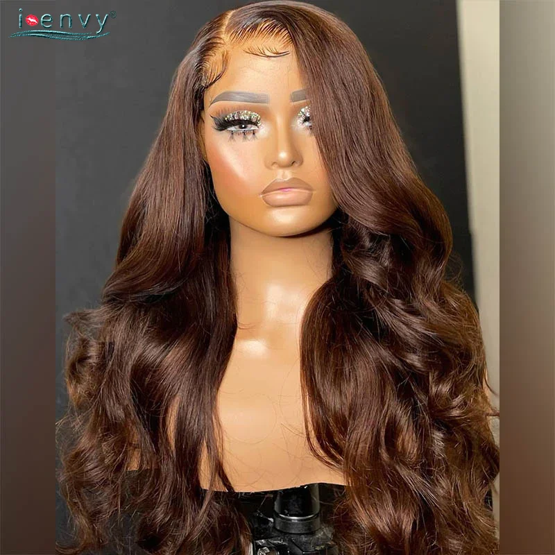 Brown Body Wave Lace Front Wig Curly Colored 13x4 Lace Frontal Human Hair Wigs For Women Straight Human Hair Wigs Remy 180%