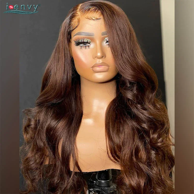 

Brown Body Wave Lace Front Wig Curly Colored 13x4 Lace Frontal Human Hair Wigs For Women Straight Human Hair Wigs Remy 180%