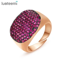 luoteemi 2020 fashion simple style red black yellow cz stone oval rings classic ring engagement jewelry bohemia style gift