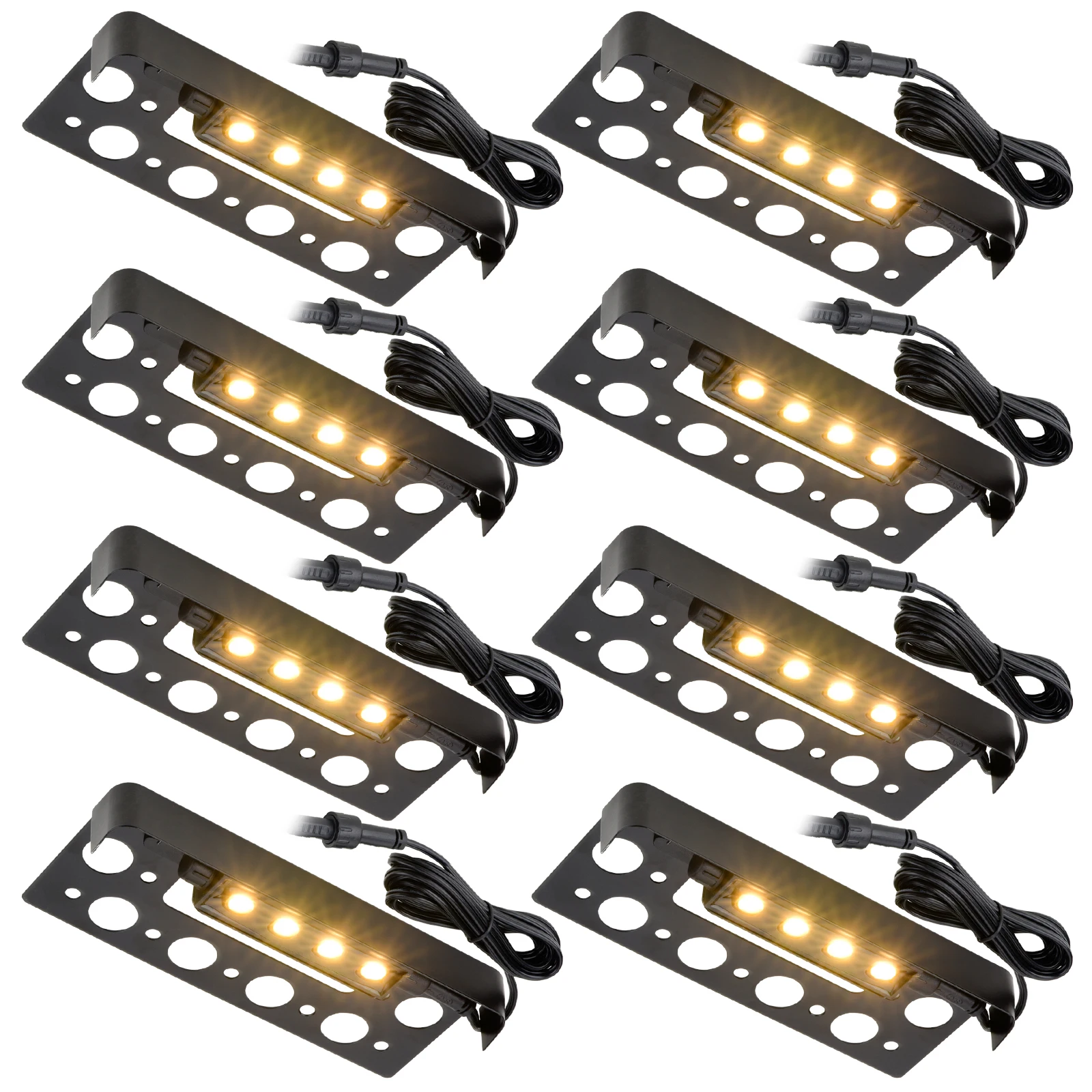 8-Pack 7 Inch LED Hardscape Lights,Retaining Wall Lighting,Low Voltage Paver Lamps,AC/DC 12V IP67 1.5W Outdoor Step Lights