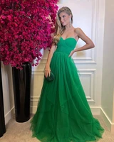 ms green tulle evening gowns a line sweetheart sleeveless pleated floor length simple prom gowns for women 2022 homecoming dress
