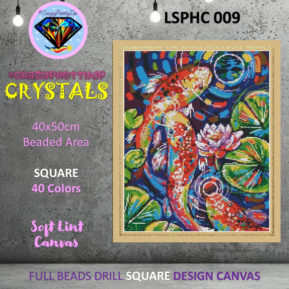 Crazyprettydp алмазная живопись все кристаллы LSPHC 009 кои рыбы счастливый горный
