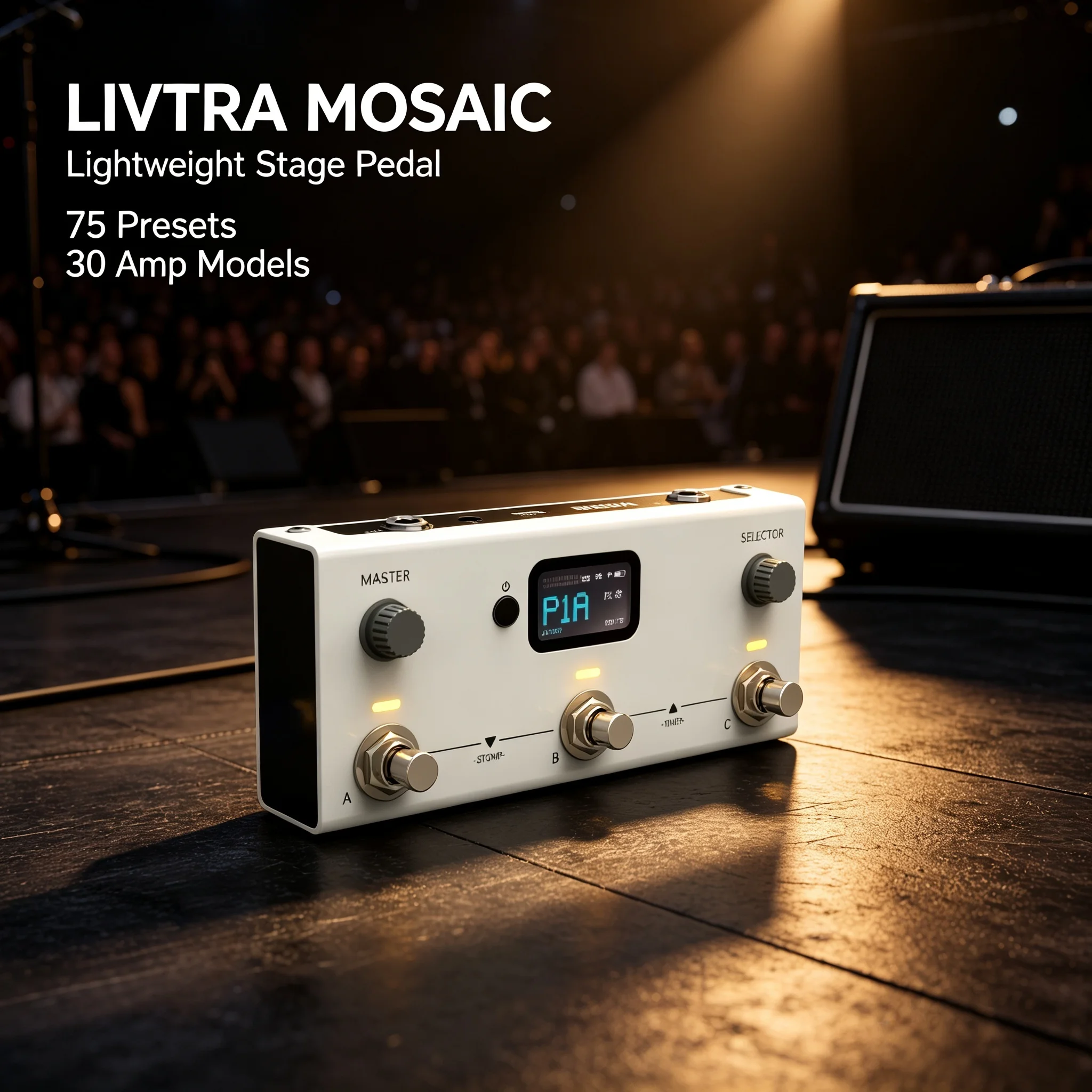 Гитарный мультиэффект-процессор LIVTRA MOSAIC с 3 переключателями, 44.1 кГц, 24 бит, 30 ампер, 30 IR, Bluetooth, 7.5 часов автономной работы, USB-аудио (art.: 3920dc7064d2b) - 3920dc7064d2b