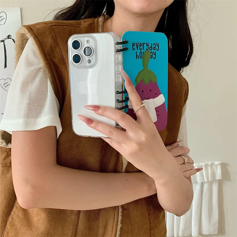 Cartoon Animal Coil Laptop Penguin cover for iPhone 16Pro 15Pro 14 Pro 13 Max Cute Bear clamshell acrylic card phone case