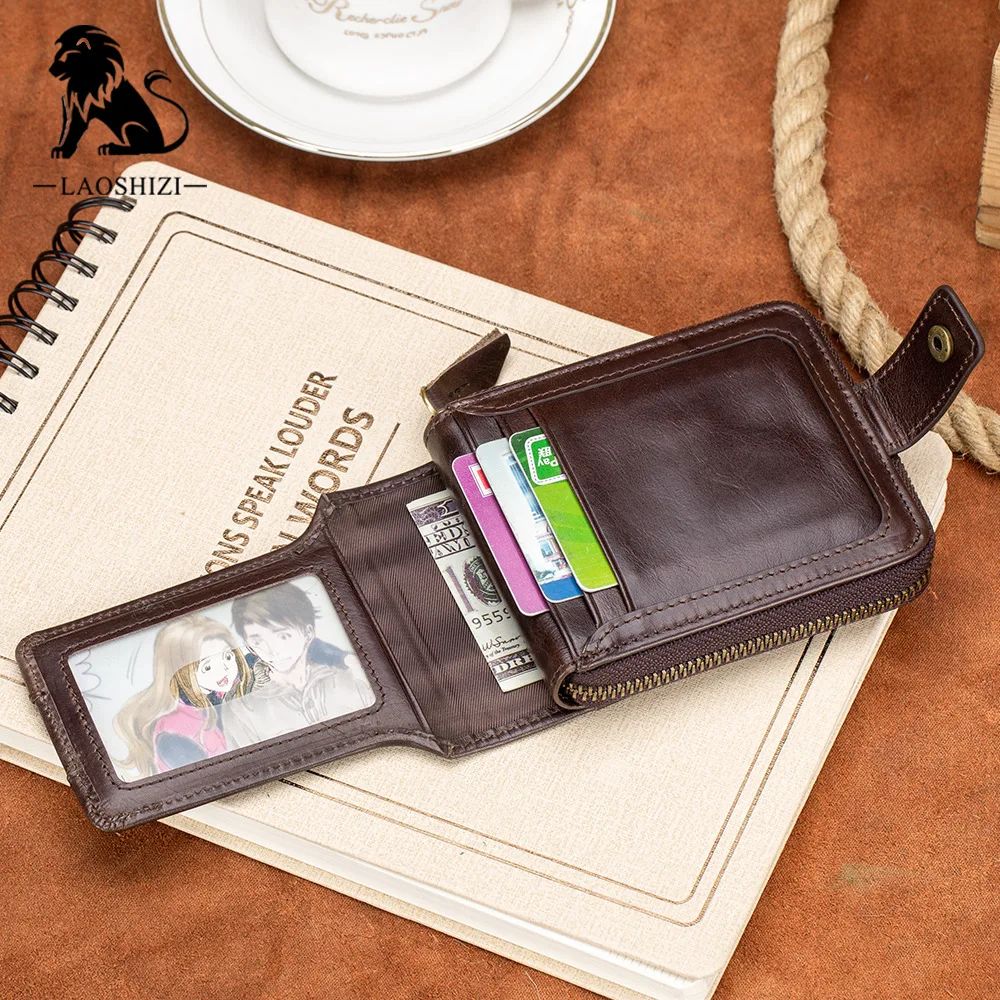 Genuine Leather Short Wallet For Men Boyfriend Husband Anniversary Birthday Gift Slim Photo Pocket Cash Card Holder Small Purse