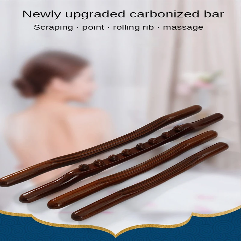 

4Pc Scraping Stick Set Wood Back Shoulder Neck Waist Leg Massage Tool Burner Meridian Brush Slim Cellulite Massager Rod for Body