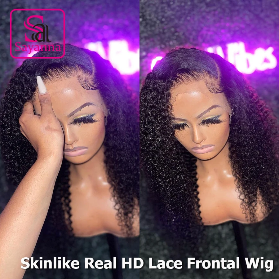 

13x6 Kinky Curly HD Lace Front Human Hair Wigs For Black Women HD Transparent Lace Frontal Wig 250% Pre Plucked HD Lace Wig Remy