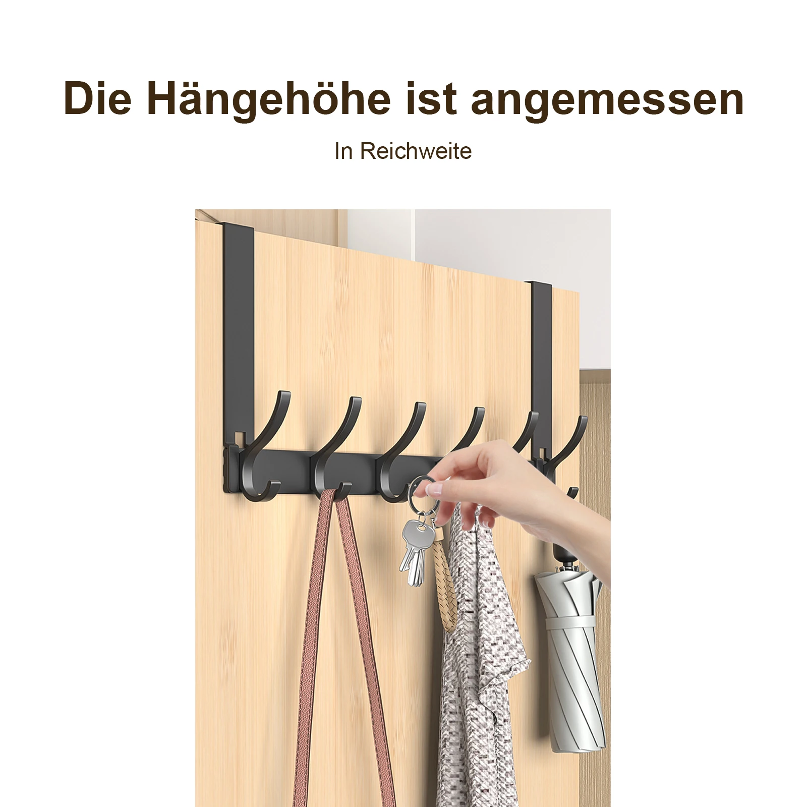 Вешалка для одежды на задней двери 6 крючков Без сборки повреждений Дверной