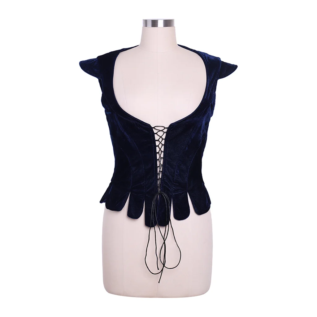 

Women Vintage Corset Vest Medieval Tudor Queen Forest Velvet Top Belle Gown Vest Custom Made