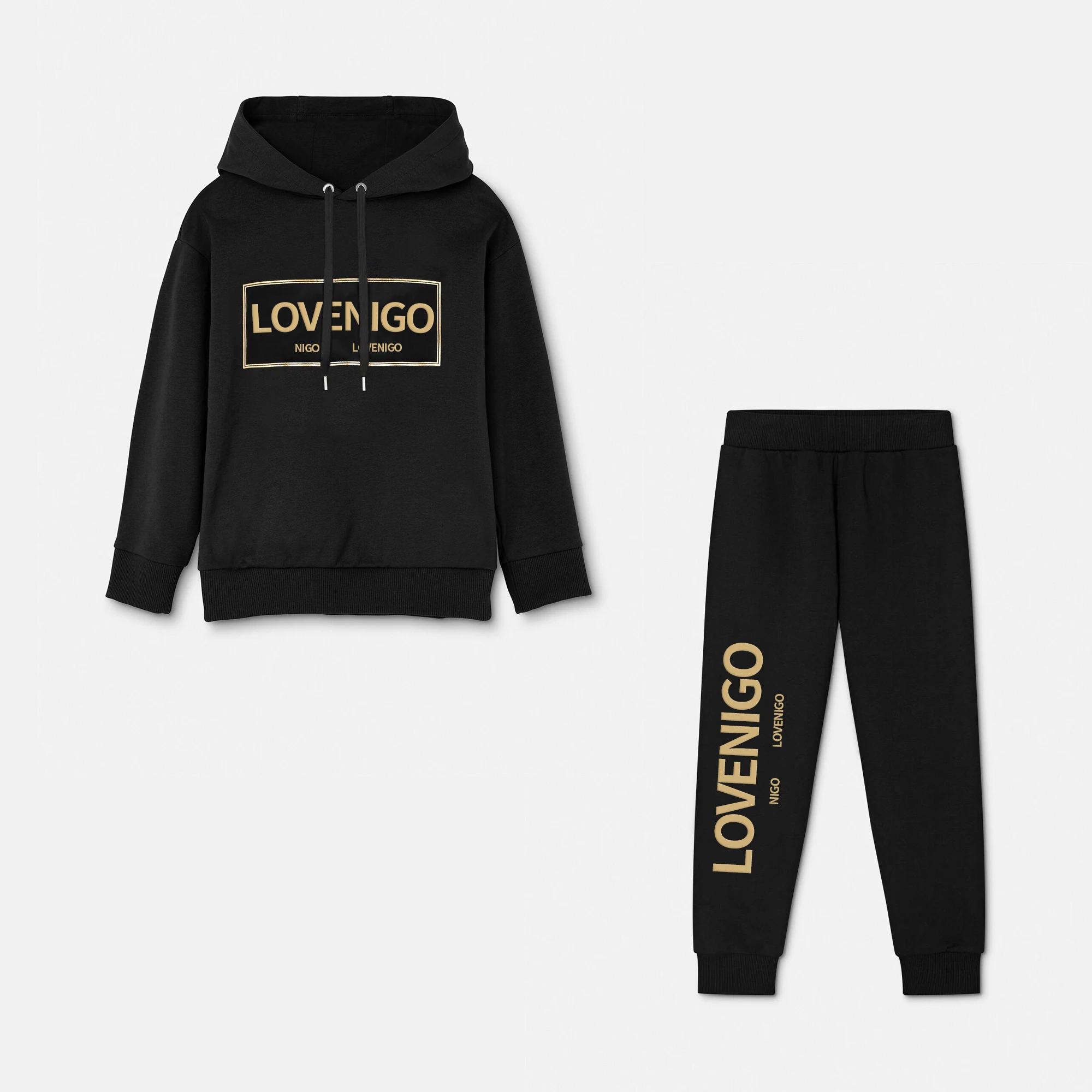 

Детская Повседневная Толстовка с длинным рукавом и вышивкой надписью NIGO, брюки, костюм # nigo39596