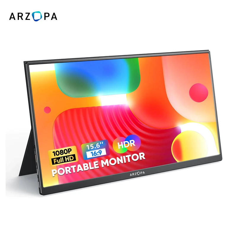 

Arzopa 15.6'' Ultra Slim Portable Monitor FHD 1080P External Display with Dual Speakers Second Screen for Laptop PC Phone Switch