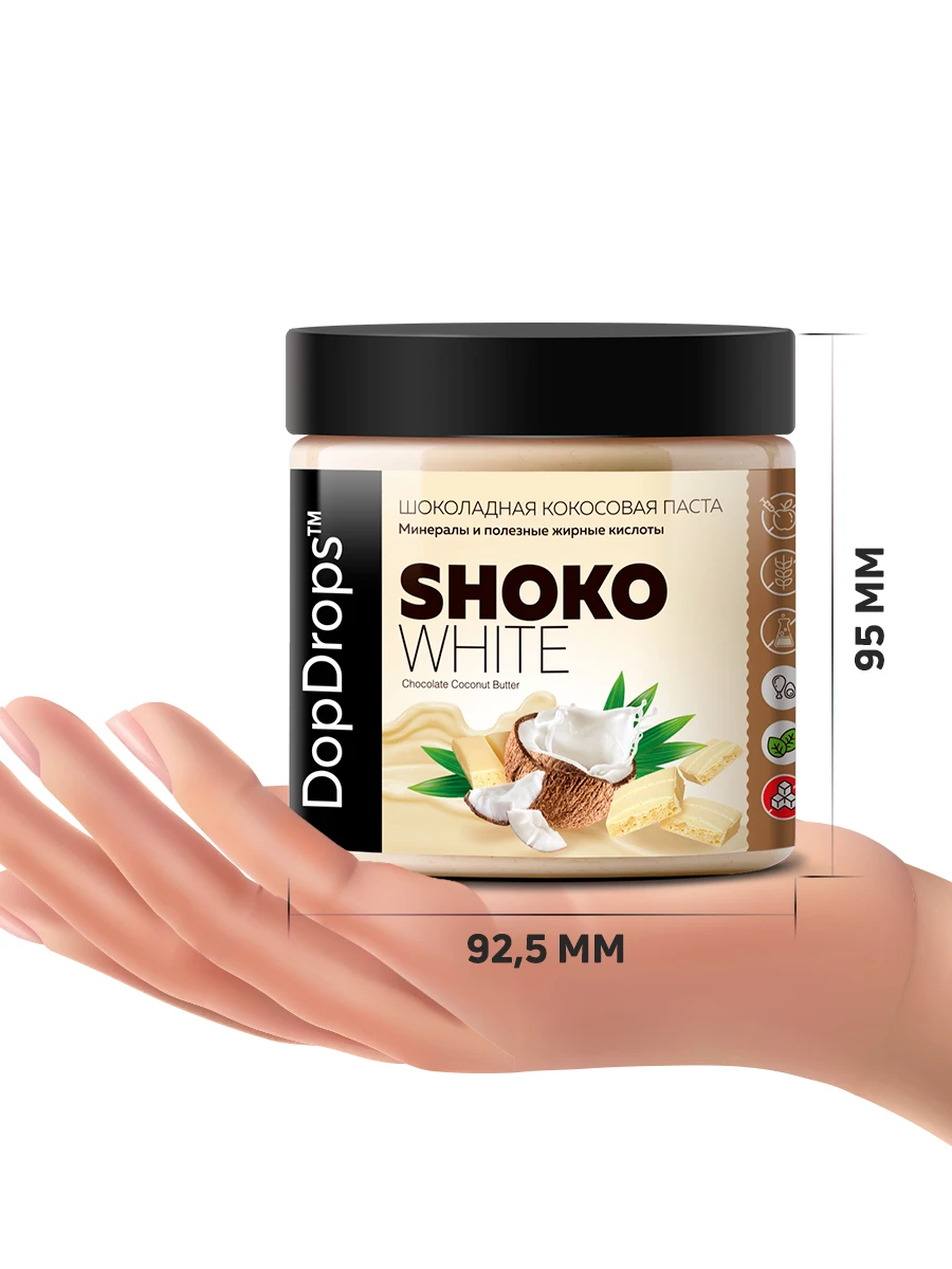 Chocolate paste dopdrops sugar-free Shoko white coconut (coconut chocolate) 500g допдропс ПП правильное питание sugar free