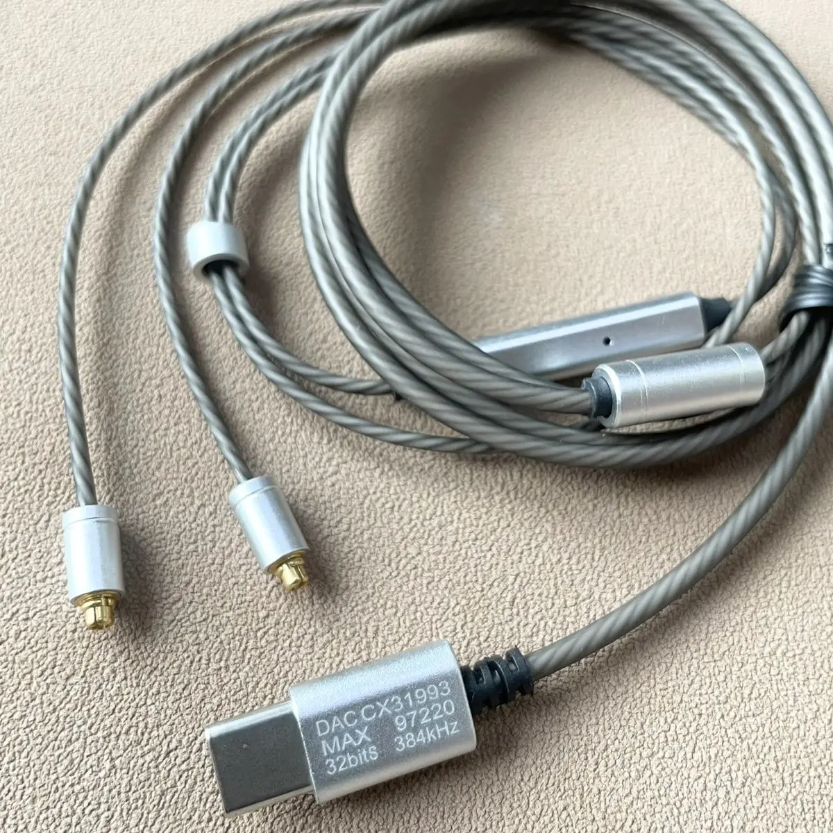 Кабель MMCX серебристый 32 бит CX3 1993 и MAX97220 Type-c для наушников Shure SE215 SE535 UE846 SE315