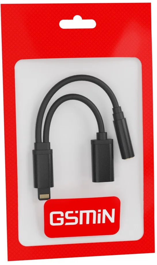 Адаптер переходник на наушники и зарядку для iPhone Айфон GSMIN AL5 Apple Lightning (M) - (F) + 3.5 мм