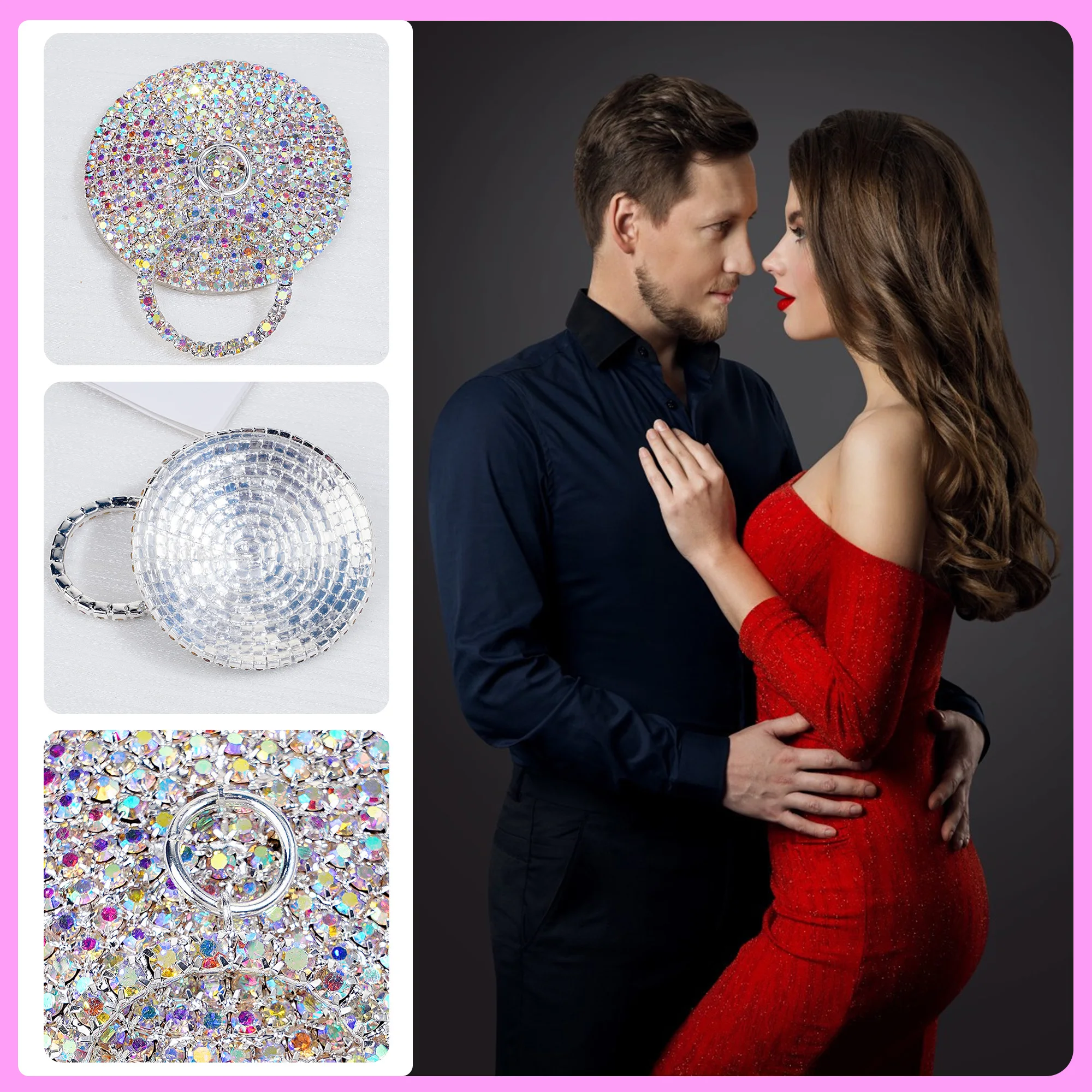 Sexy Women 1pair Shiny Crystal Nipple Cover Protector Reusable Breast Wear Silicone Nipple Pasties Stickers Lingerie Accessories