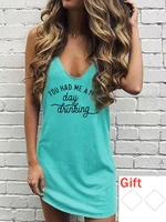 summer dress women 2022 you had me at day drinking sleeveless mini dresses for women robe casual vestidos gift pair of earring