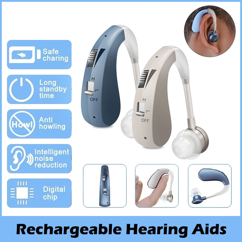 

Rechargeable Mini Digital Hearing Aid Listen Sound Amplifier Wireless Ear Aids for Elderly Moderate to Severe Loss Drop Shipping