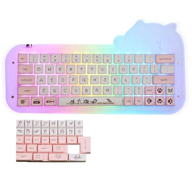 

136 Key Cap Cute Meow XDA Keycaps PBT Dye Sub For MX Switch Mechanical Keyboard Fit 64/68/87/96/104/108 Layout With ISO KeyCap
