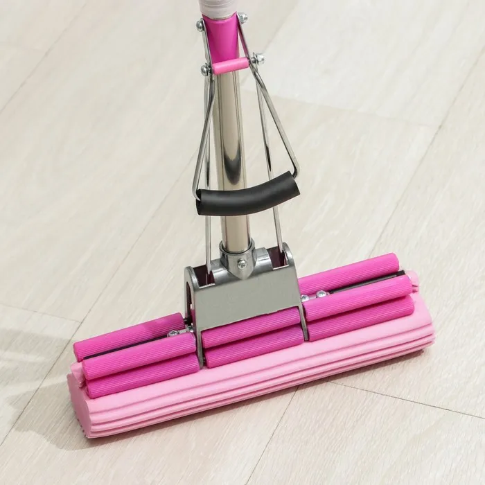 Швабра для мытья пола с двойным роликовым отжимом Доляна насадка ПВА 27×6 см