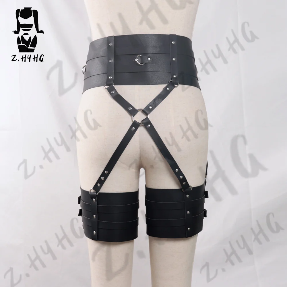 Sexy Gothic Leather Harness Garter Belt Bdsm Body Bondage Cage Punk Lingerie Women Leg Suspenders Straps Thigh Stockings Female