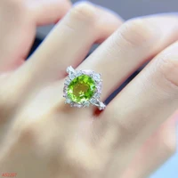 100 natural jewelry 925 sterling silver womens peridot adjustable ring party birthday got engaged marry gift new year fing